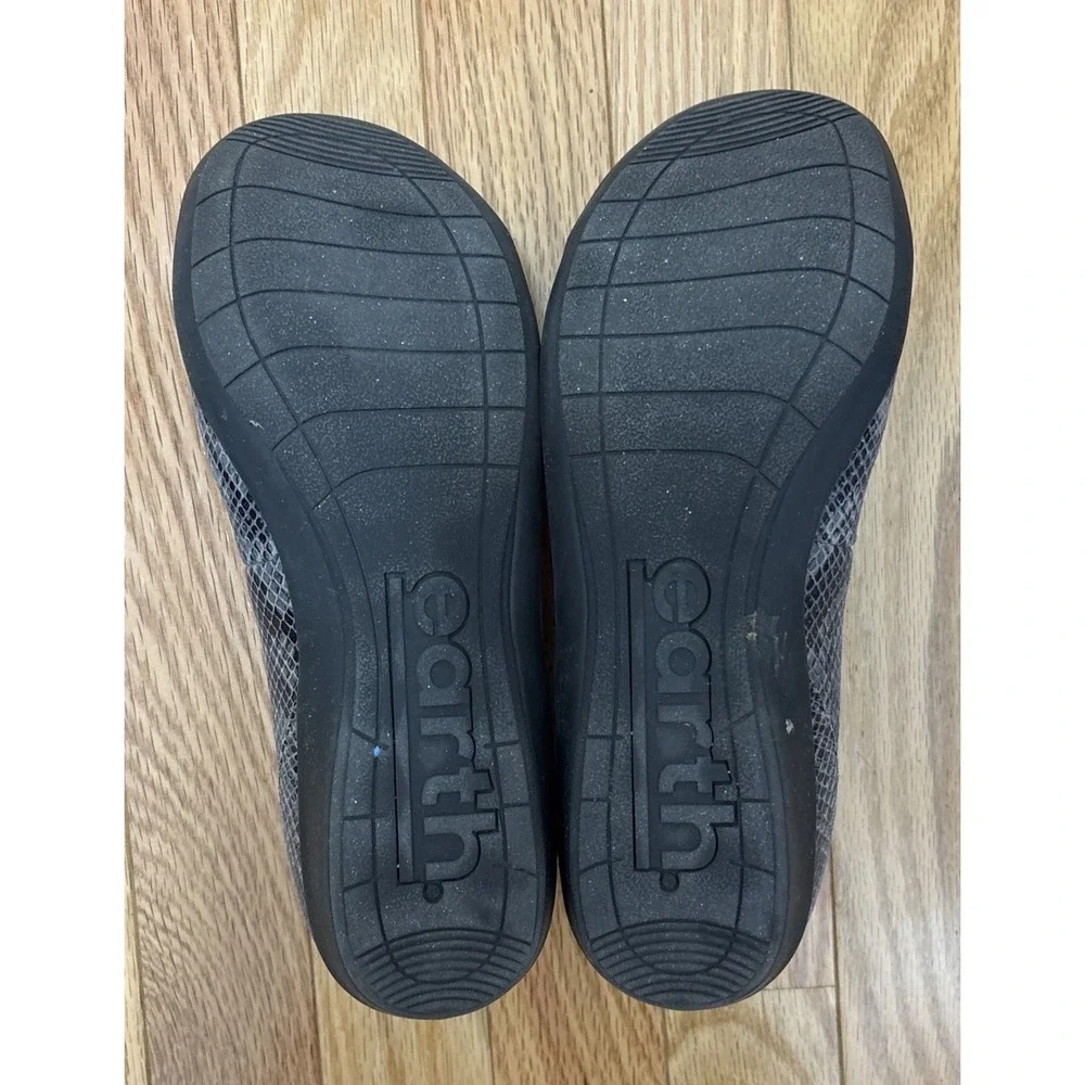 Earth Ballet Flats Womens 8.5M Black Alder Varden Snakeskin Slip‎ On Flat Casual